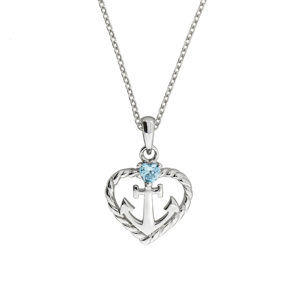 Halskette Silber 925 rhodiniert Herz Zirkonia blau