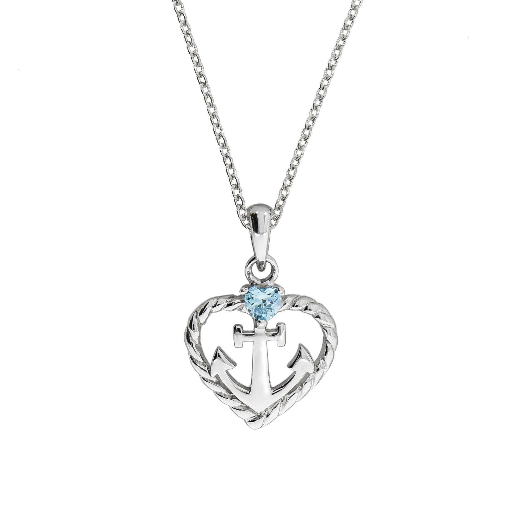 Halskette Silber 925 rhodiniert Herz Zirkonia blau