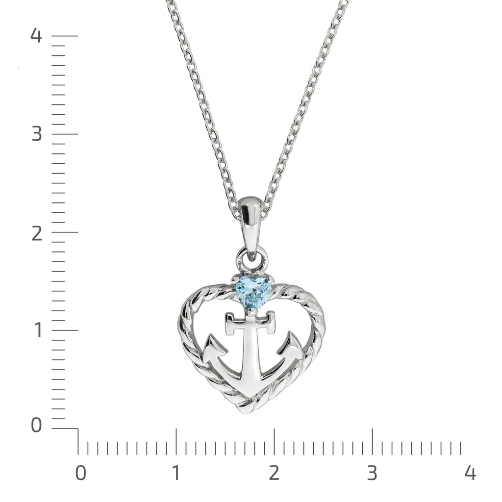 Halskette Silber 925 rhodiniert Herz Zirkonia blau
