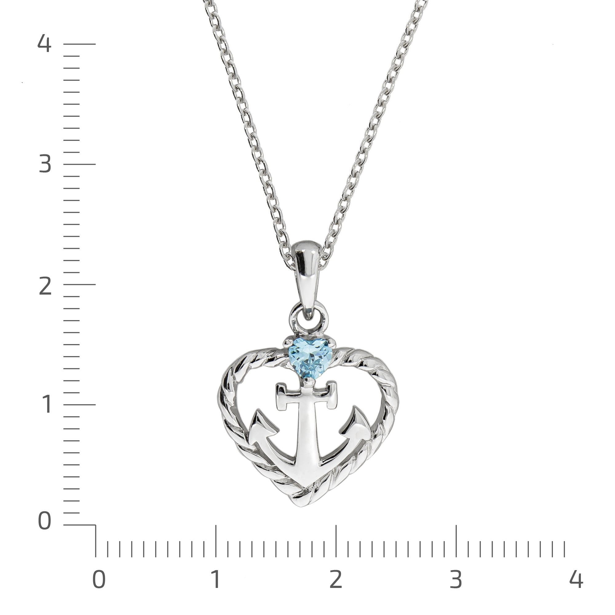 Halskette Silber 925 rhodiniert Herz Zirkonia blau