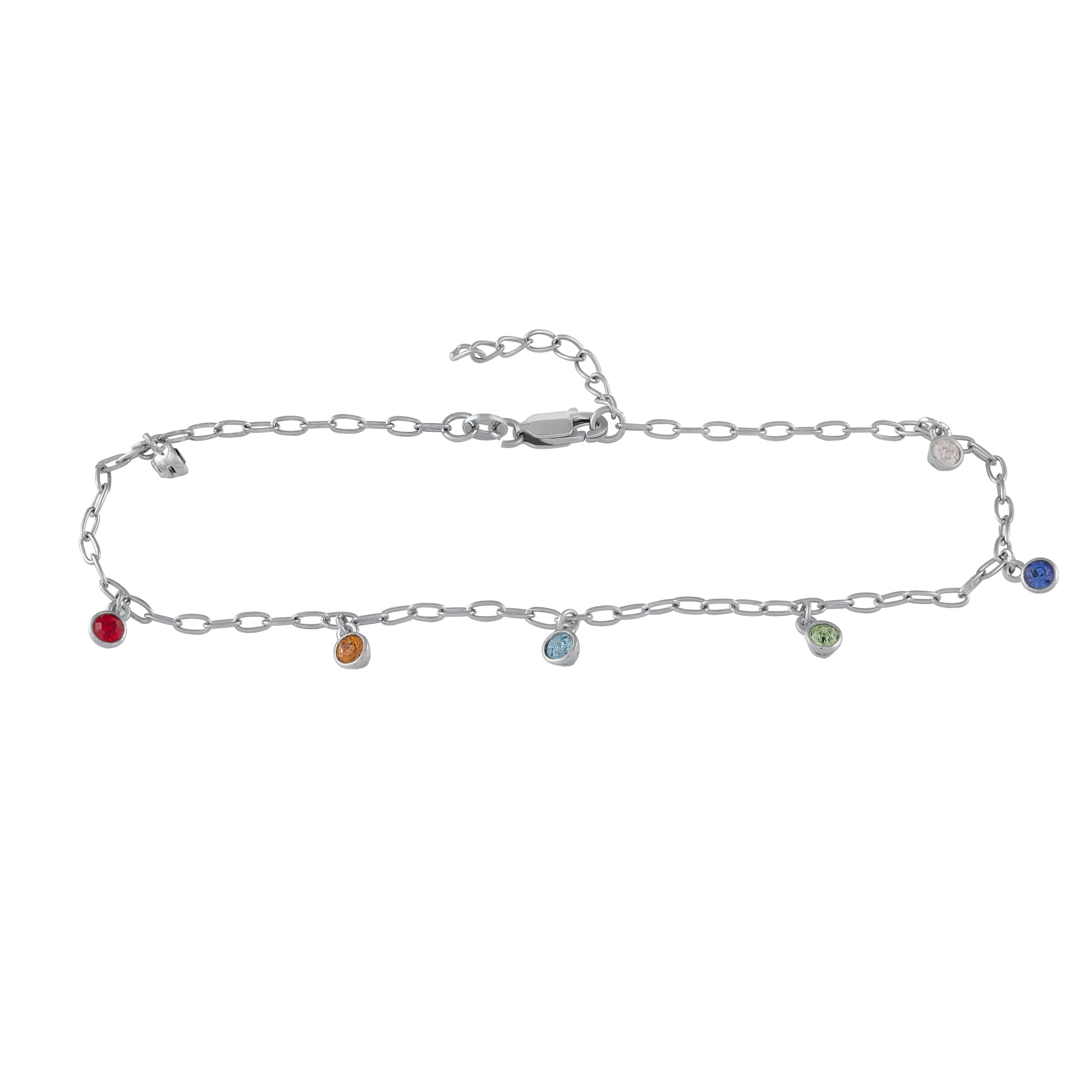 Armband Silber 925 rhodiniert mit bunten Kristallen 16+3cm lang