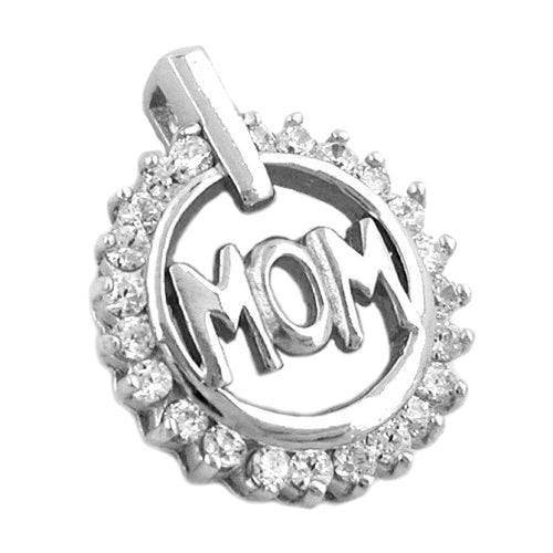 Anhänger 17x14 mm MOM mit 23 Zirkonias rhodiniert Silber 925