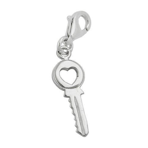 Anhänger 17x7 mm Charm Sicherheitsschlüssel mit Herz Silber 925