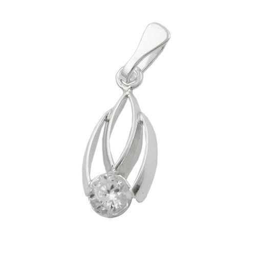 Anhänger 17x8 mm Zirkonia weiß glänzend Silber 925