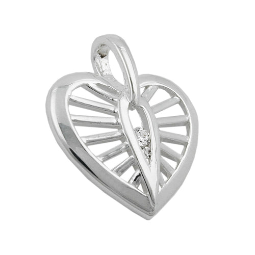 Anhänger 18x16 mm Herz mit Zirkonias Silber 925