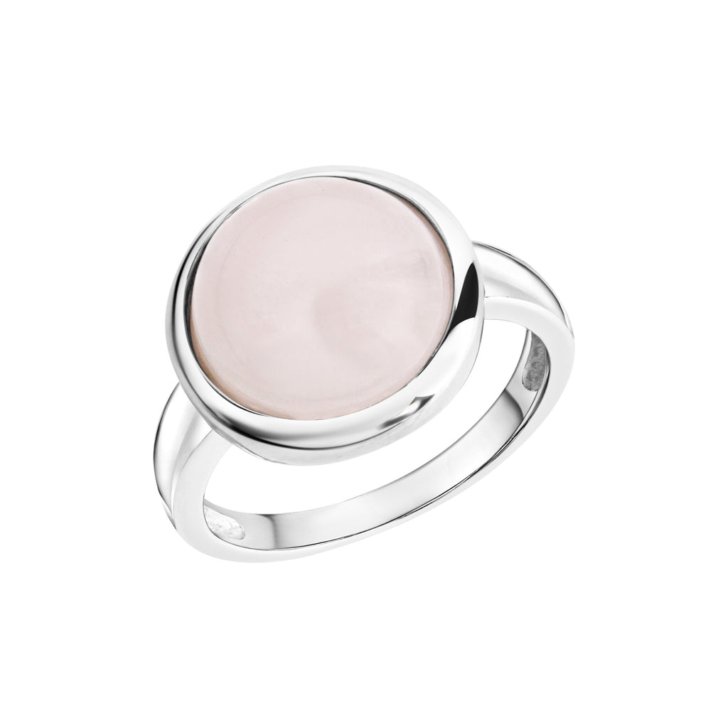 Ring Silber 925 rhodiniert mit echtem Rosenquarz 12mm