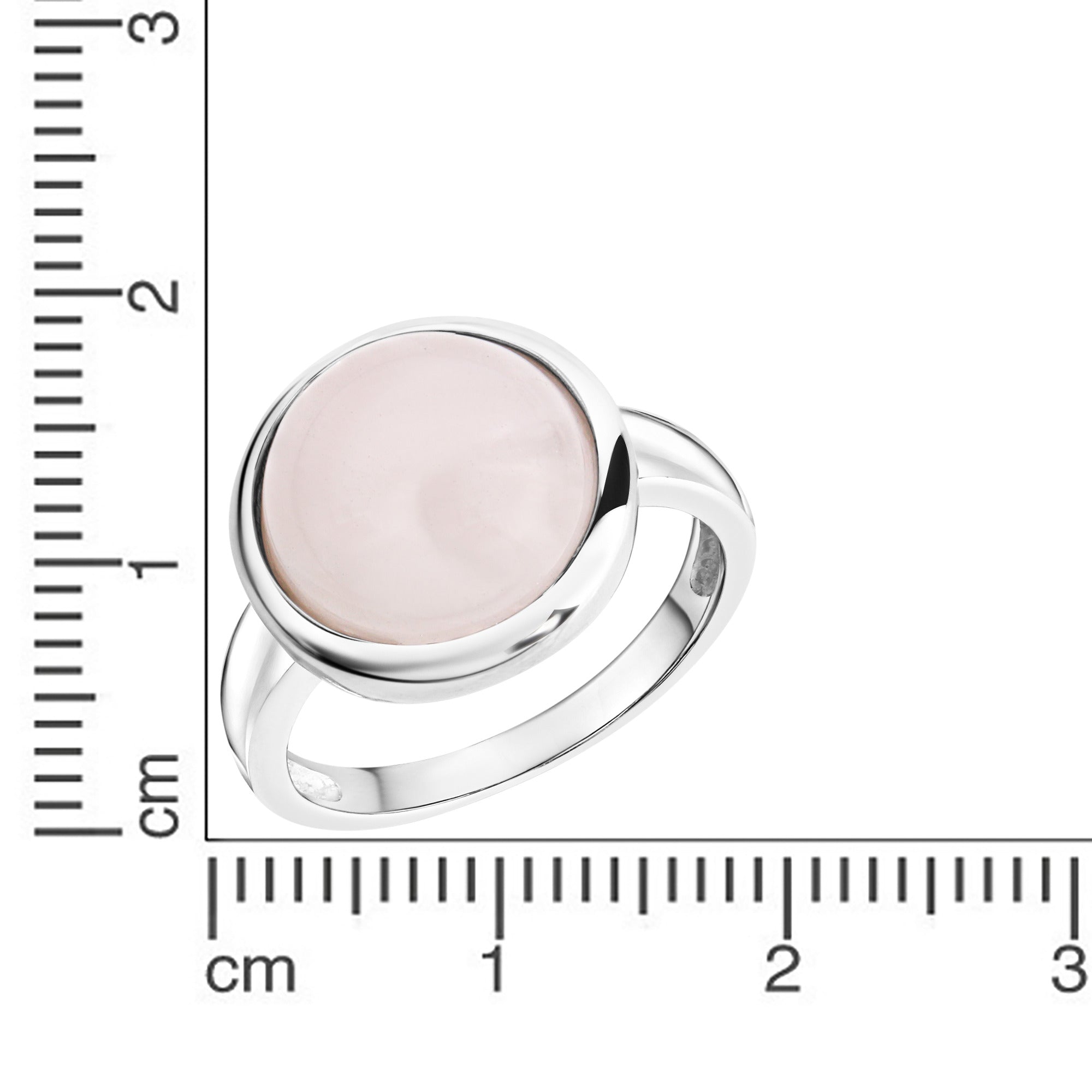 Ring Silber 925 rhodiniert mit echtem Rosenquarz 12mm