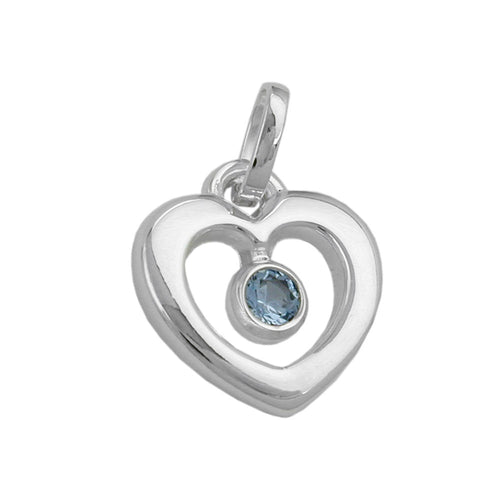 Anhänger 17x16 mm Herz synthetischer Blautopas glänzend Silber 925
