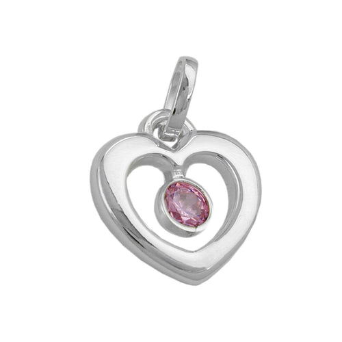 Anhänger 17x16 mm Herz Zirkonia pink Silber 925