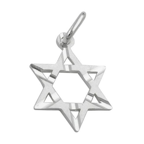 Anhänger 18x13 mm David-Stern matt diamantiert Silber 925
