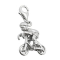 Anhänger 17x14x7mm Charm Fahrradfahrer rhodiniert Silber 925