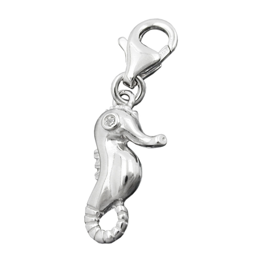 Anhänger Charm Seepferdchen mit Zirkonia Silber 925 rhodiniert