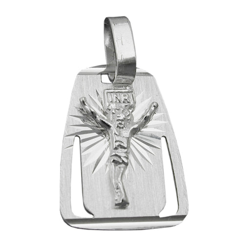 Anhänger 18x13 mm Platte mit Jesus matt-glänzend diamantiert Silber 925