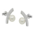Ohrstecker 17x9 mm Bogen mit Glas-Imitatperle perlweiß Silber 925