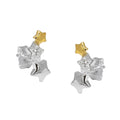 Ohrstecker 11x5 mm Sternentrio mit Zirkonia bicolor Silber 925