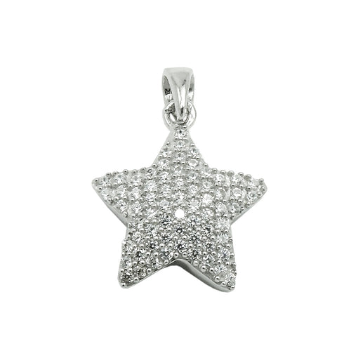 Anhänger 13x13mm Stern mit vielen Zirkonias rhodiniert Silber 925