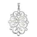Anhänger 27x19mm filigrane Blume glänzend rhodiniert Silber 925