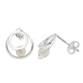 Ohrstecker Ohrringe 11 mm 2 Kreise mit Süßwasserzuchtperle Silber 925