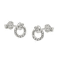 Ohrstecker Ohrringe 7x6 mm kleiner Kreis mit Knoten und Zirkonias Silber 925