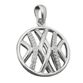 Anhänger 19mm rund mit Zirkonias glänzend rhodiniert Silber 925