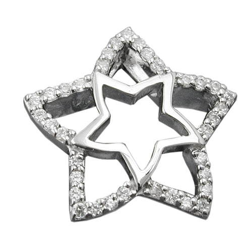 Anhänger 17 mm Stern mit Zirkonias glänzend rhodiniert Silber 925
