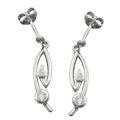 Ohrstecker 28x6 mm Ohrhänger mit Zirkonias weiß rhodiniert Silber 925
