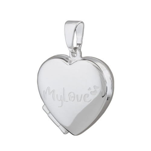 Anhänger 17x5 mm Medaillon Herz glänzend Gravur MyLove Silber 925