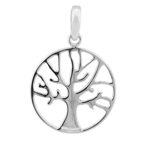 Anhänger 18 mm Baum des Lebens kreisrund glänzend Silber 925