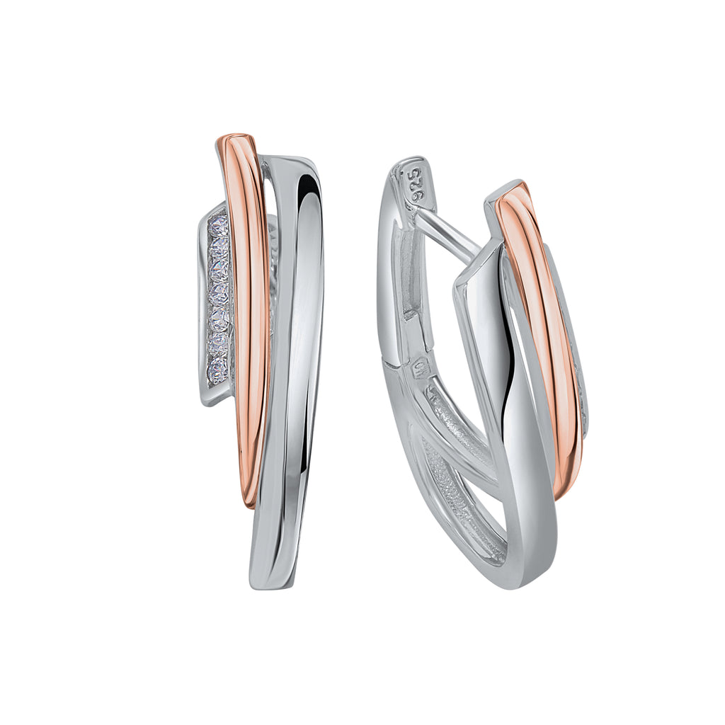 Creolen 925 Silber rhodiniert + rosèvergoldet