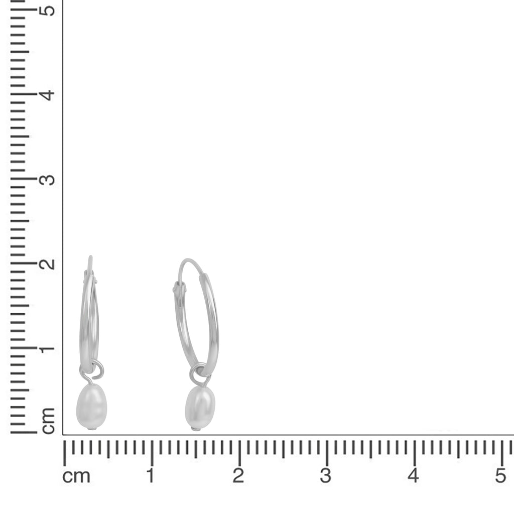 Creolen 925 Silber rhodiniert Perle weiß