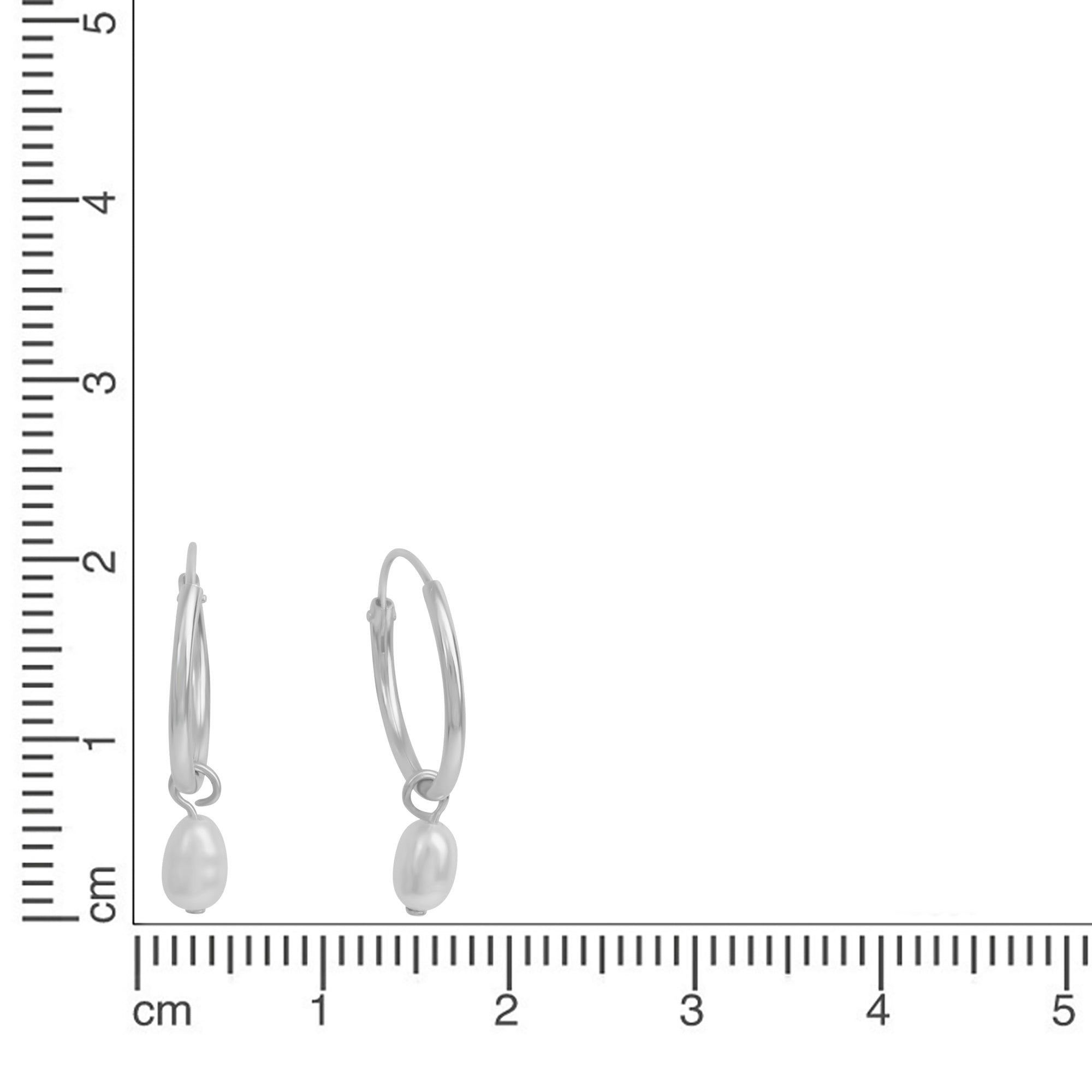 Creolen 925 Silber rhodiniert Perle weiß
