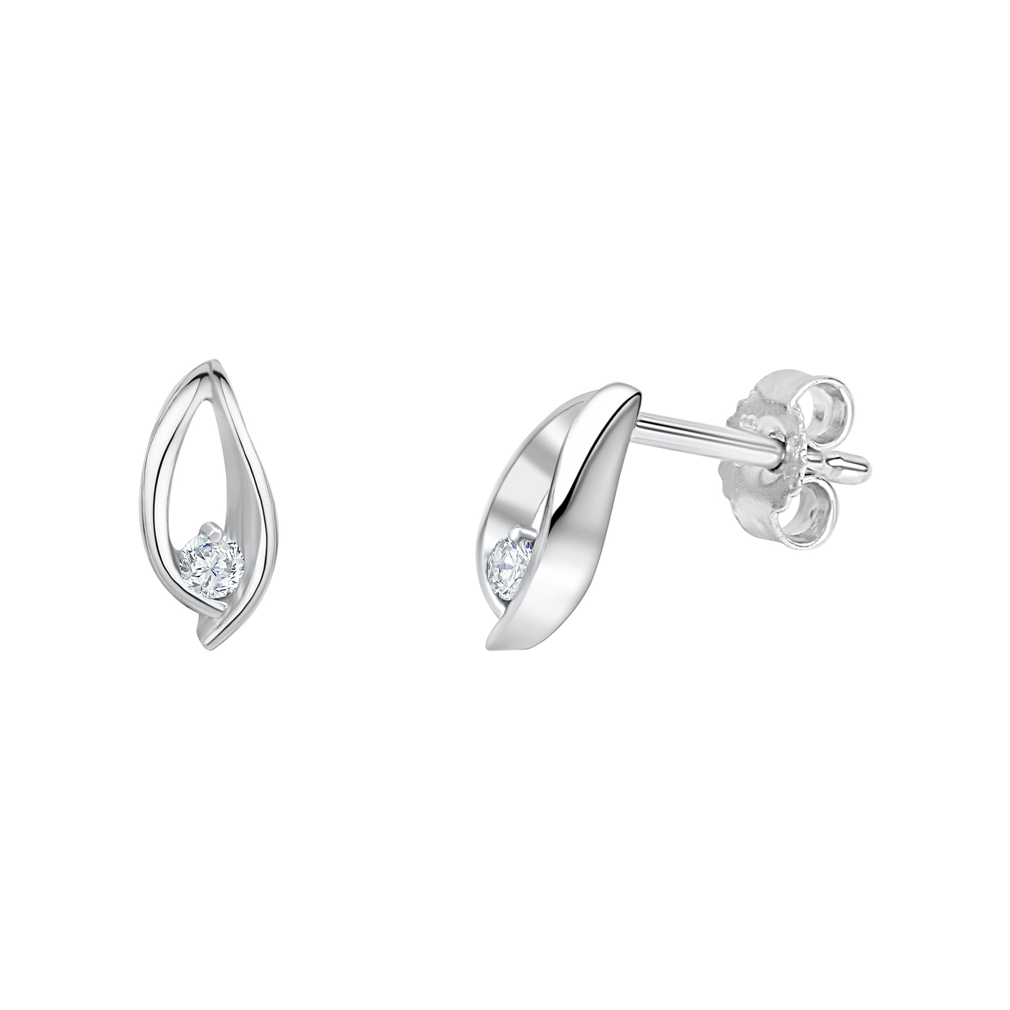 Ohrstecker 925 Silber rhodiniert Zirkonia