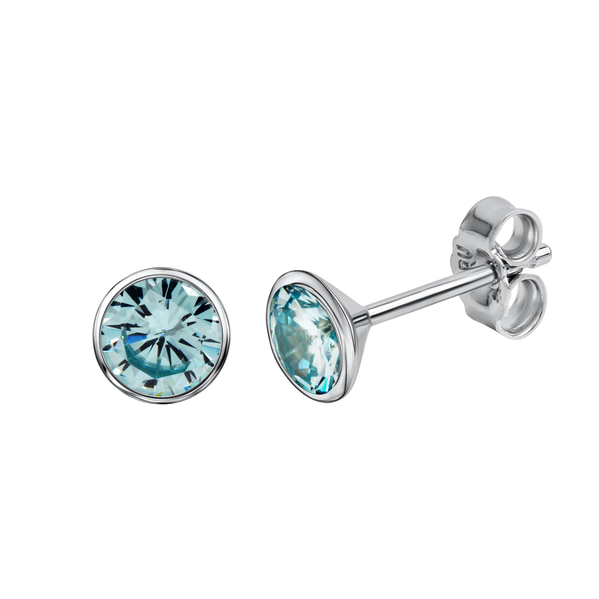 Ohrstecker 925 Silber rhodiniert CZ hellblau