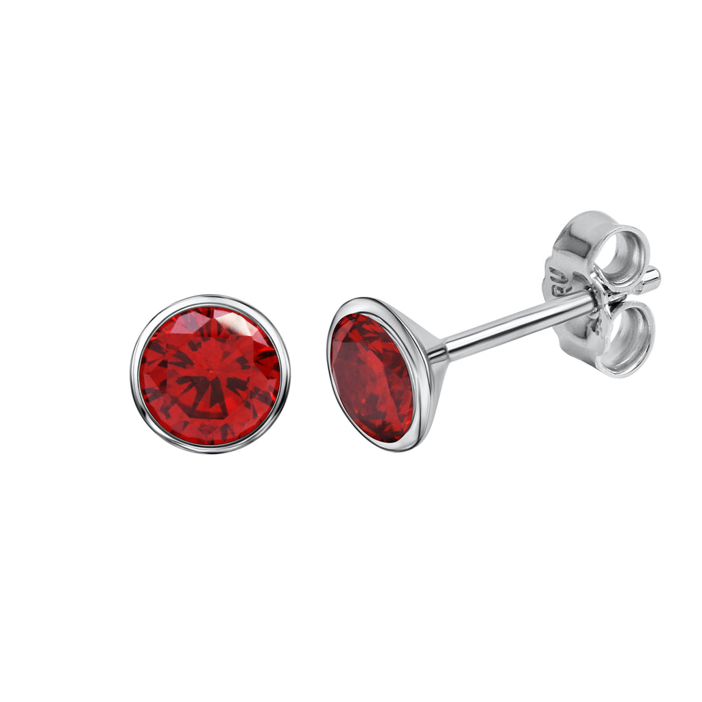Ohrstecker 925 Silber rhodiniert CZ rot