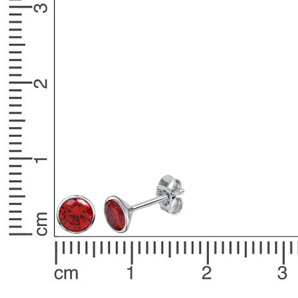 Ohrstecker 925 Silber rhodiniert CZ rot