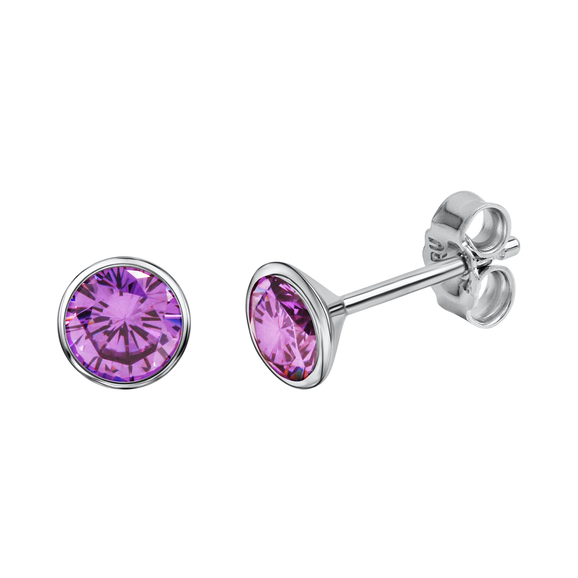 Ohrstecker 925 Silber rhodiniert CZ lila