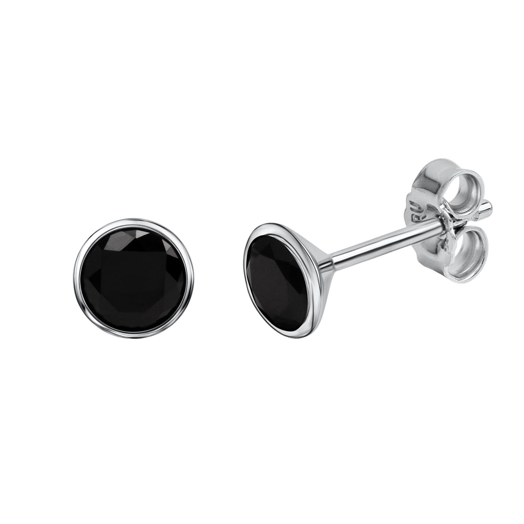 Ohrstecker 925 Silber rhodiniert CZ schwarz