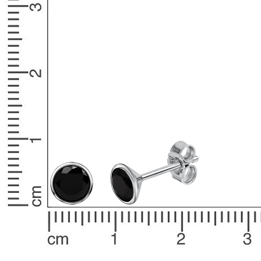Ohrstecker 925 Silber rhodiniert CZ schwarz