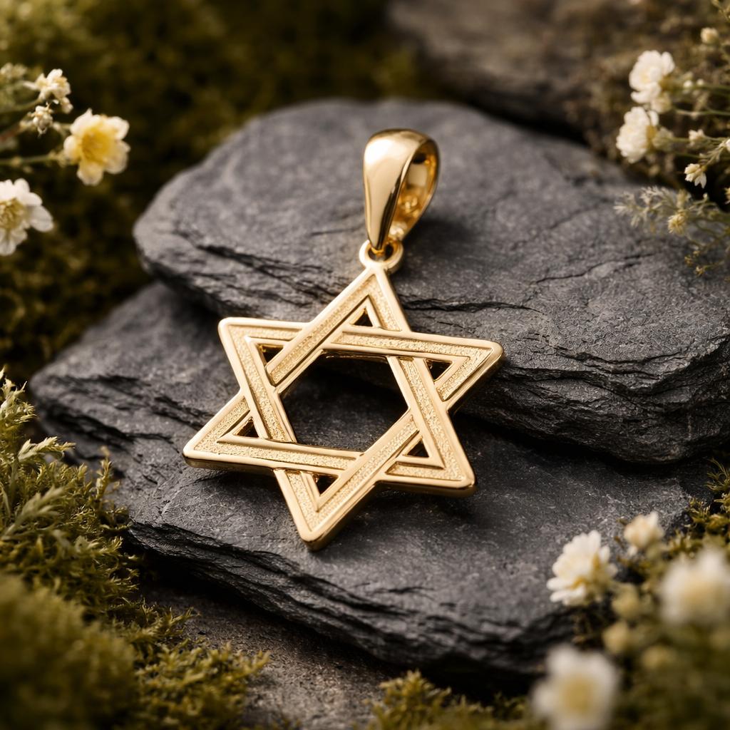 Anhänger 11mm David-Stern glänzend 9Kt GOLD