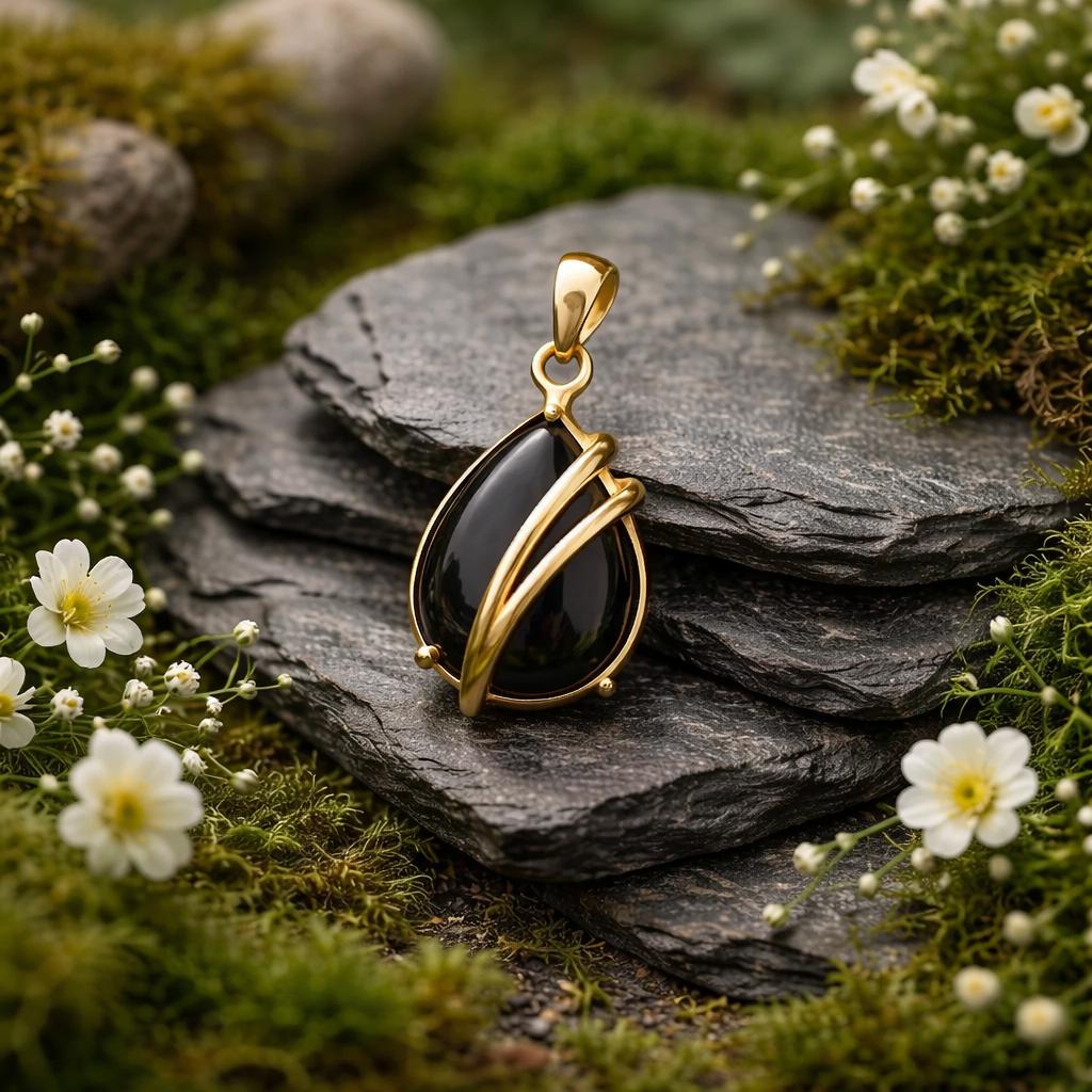 Anhänger 375/- Gelbgold glanz Onyx