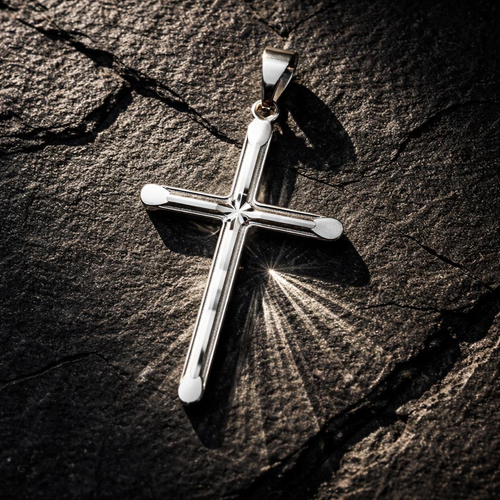Anhänger 925/- Sterling Silber matt diamantiert Kreuz