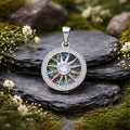 Pendant 925/- Sterling silver rhodium-plated Abalone green Zirconia