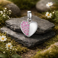 Pendant 925/- Sterling silver rhodium-plated heart pink zirconia