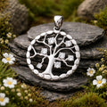 Pendant 925/- Sterling silver rhodium-plated tree of life cubic zirconia