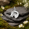 Anhänger 925/- Sterling Silber rhodiniert Pferd/Hufeisen
