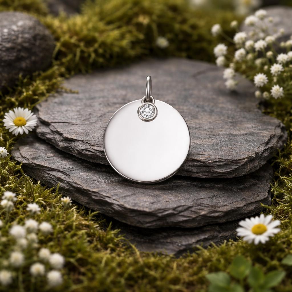 Pendant 925/- Sterling Silver Rhodium-Plated Zirconia