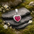 Pendant 925/- Sterling Silver rhodium plated synthetic ruby