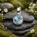 Pendant 925/- sterling silver rhodium-plated synthetic spinel