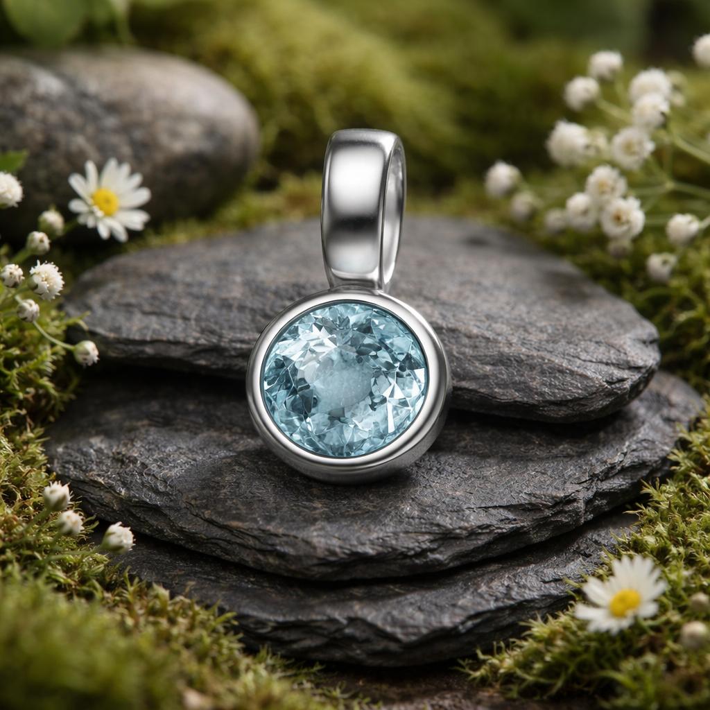 Pendant 925/- sterling silver rhodium-plated synthetic spinel