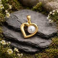 Pendant 925/- Sterling Silver gold plated Heart Freshwater Pearl